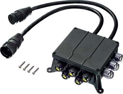 Beleuchtungskomponenten Zusatz-Verteiler, anschlussfertig Zwischenadapter 15-poliges Kabel, 500 mm lang, einseitig je ein Stecker und eine Buchse.