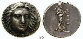 herrliches Portrait, vz+ 1.150,- SYRIEN, KÖNIGREICH 101 Antiochos I., 280-261 v.chr. Tetradrachme 263-261 v.chr., Hekatompylus/Artacoana. 17,10 g.