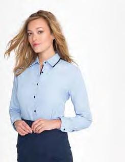Abgerundeter Saum L608 00569 XS, S, M, L, XL, XXL 115 g/m² OPAL GREY/ STRIPED/ Womens Long Sleeves Fitted Shirt Baxter SKY BLUE/ / Verstärkter,