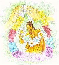 44. Wer wird diese Welt und dieses Reich des Todes mit all seinen Göttern durchdringen? Wer wird den gelehrten Dhammaspruch aufspüren, wie der geschickte Blumenbinder die Blume pflückt? PC45 45.