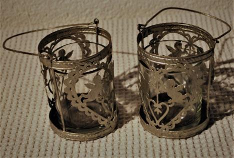 Teelicht-Hülle Glas WV207-09 Teelichtglas in Metallhülle und Hänger ø: 7 / H: 2 cm Teelicht-Hülle