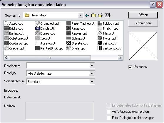 Über >Effekte>Verzerren>Verschieben rufen Sie das Dialogfenster auf, hier klicken Sie im rechten Teil des Fensters auf das Dateisymbol.