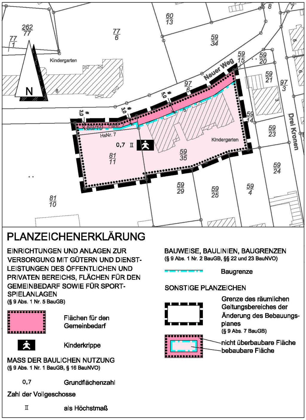 - 2 - Bebauungsplan Bergen Nr. 6 Bahnhofstraße, 5. Änderung, M 1 : 1.000 Gesetzesbezüge: Baugesetzbuch (BauGB) vom 23.9.2004 (BGBl. I Seite 2414) - zuletzt geändert am 15.7.2014 (BGBl.