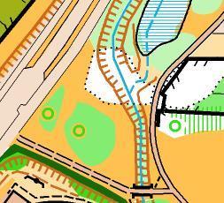 Gelände: Urbanes Wohngebiet in Hanglage. Die längeren Bahnen führen durch die Grüne Lunge, eine Parkanlage mit asphaltierten und spärlich beleuchteten Wegen.