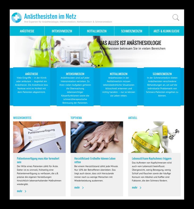 Anästhesisten im Netz/Arzt-Homepage & PraxisApp Anästhesie & Schmerzmedizin www.anaesthesisten-im-netz.