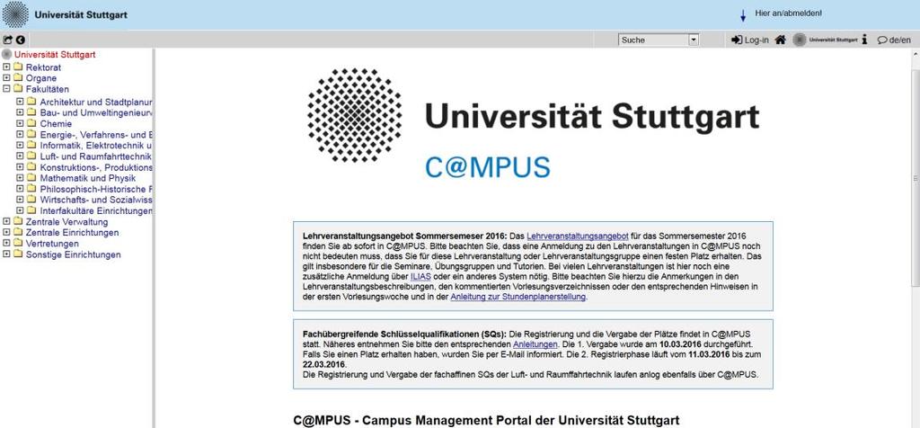 C@mpus für Neu-Stuttgarter Adresse: https://campus.uni-stuttgart.de/cusonline/webnav.