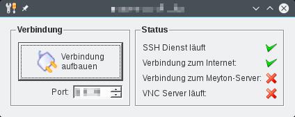 ShootMasterII - Fernwartung Durchführen einer Fernwartung 5 d) Klicken Sie auf aufbauen. aufbauen Status SSH Dienst läuft zum Internet: zum Meyton-Server: VNC Server läuft: Abb.