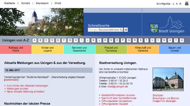 Wo finde ich den Interaktiven Haushalt? Über den Internetauftritt der Stadt Usingen www.usingen.