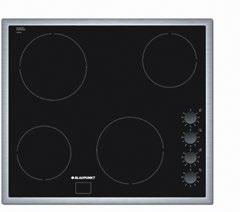 Kochzonen je Ø 18 cm, 2,0 kw Design, Komfort Edelstahl-Rahmen TouchCONTROL 17 Leistungsstufen 7-Segment-Anzeige 2-stufige Restwärmeanzeige je Kochzone Kindersicherung Sicherheitsabschaltung ReSTART