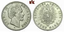 5 Mark 1876. J. 42 Vorzüglich 125,00 562 Ludwig II.