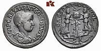 //priestergeräte. BMC 208; Coh. -; RIC 12 b. Grüne Patina, sehr schön 1 145 Gordianus III., 238-244. Æs, Deultum (Thracia); 6.10 g. Drapierte Büste r.