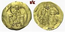 AV-Hyperpyron (Scyphat), 1118/1122, Constantinopolis; 4.14 g. Christus thront v. v.//kaiser und Maria halten Patriarchenkreuz. DOC 1; Sear 1938.