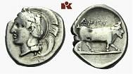 Künker elive Auction 11 Seite 7 GRIECHISCHE MÜNZEN HISPANIA diverse 6 CASTULO. Æ-Semis, frühes 1. Jahrhundert v. Chr.; 5.56 g. Kopf r. mit Diadem//Stier steht r.