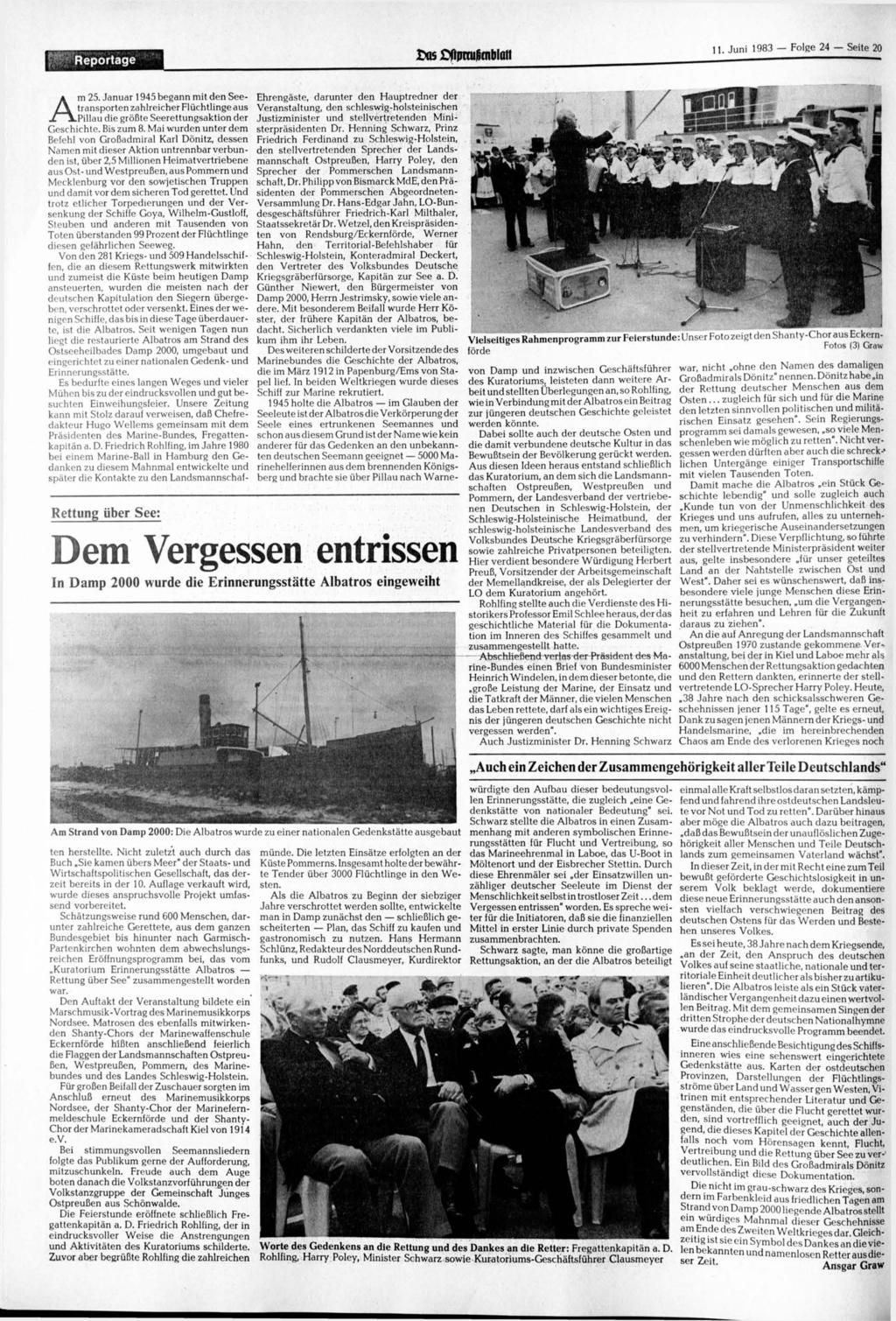 A m 25. Januar 1945 begann mit den Seetransporten zahlreicher Flüchtlinge aus Pillau die größte Seerettungsaktion der Geschichte. Bis zum 8.