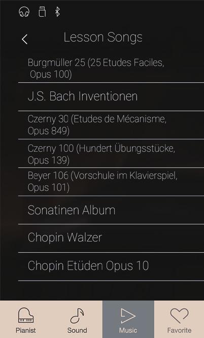 Lesson Songs Lesson Song Anzeigeseite a Zurück Taste Tippen Sie auf diese Taste, um zur Music Anzeigeseite zurückzukehren.