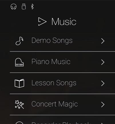 Concert Magic Die Concert Magic Funktion erlaubt Ihnen professionell klingende Darbietungen, auch wenn Sie im Leben noch nie eine Klavierstunde genommen haben.