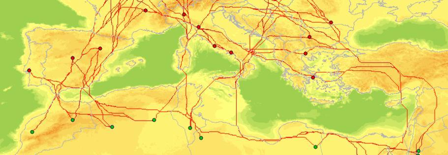 Korridore im Mittelmeer nur wenige Korridore im Mittelmeerraum vorhanden zur Zeit eine Verbingung, 1-2 weitere in Planung 10-20 Verbindungen