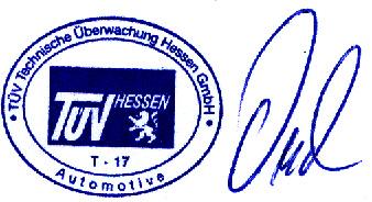 Gutachten zum Auszug aus der EG-Typgenehmigung Test report for Excerpt from the WVT Approval TÜV Technische Überwachung Hessen GmbH Automotive Nr. / No: TÜH TB 2007-163.00 12.
