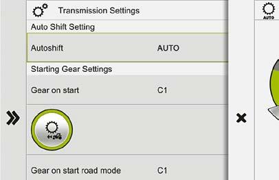 Der beim Motorstart eingelegte Startgang kann zwischen A1 und D1 frei gewählt werden. Bei jedem neuen Start des Motors wird der eingestellte Startgang eingelegt.