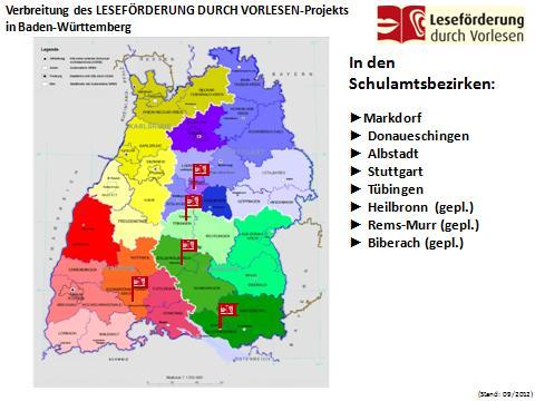 Verbreitung des Projekts in Baden-Württemberg LESEFÖRDERUNG DURCH VORLESEN wird im Schuljahr