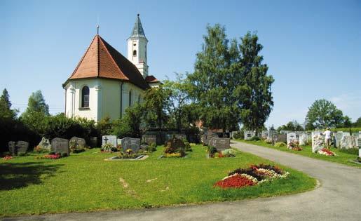 771 m 2 Grabstätten insgesamt 164 davon belegt 129 Bestattungen im Jahr 2011 7 davon Erdbestattungen 4 Friedhof Volkratshofen Der Friedhof Volkratshofen ist