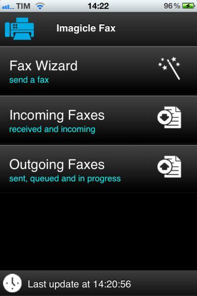 o o Fax Wizard: Option zum Versenden einer neuen Faxnachricht an eine Nummer, die manuell eingegeben oder aus dem Telefonbuch des Endgeräts übernommen wird.