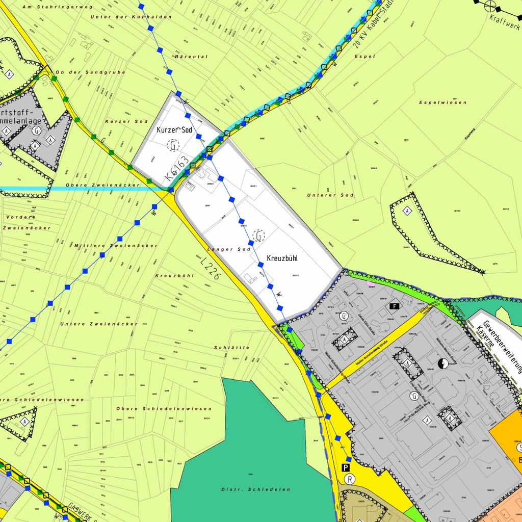 1.3. Aktuelle Planungsrechtliche Situation Im gültigen Flächennutzungsplan der Stadt Radolfzell ist die Fläche Kreuzbühl als Gewerbefläche festgesetzt.