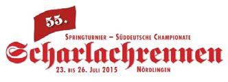 23.07.2015 Donnerstag Springplatz Kaiserwiese 08:00 11 3 Springprüfung Kl.M* E 124 Nowak / Knörle Strauß 11:30 12 Springprüfung Kl.