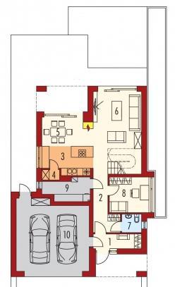 G-WC 2,4 m² 8. Gäste-/Arbeitszimmer 9,3 m² 9. HAR / HWR 6,4 m² 10.