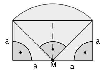 Aufgabe 4 5.5 Punkte a) Nebenan ist die Oberseite einer Brotscheibe gezeichnet. Die Strecke a misst 5.95 cm. Der Bogen ist ein Kreisbogen mit Mittelpunkt M. Berechne den Inhalt dieser Fläche.