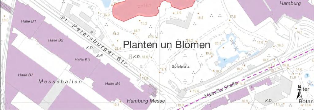 Sankt Pauli Nord G01: Planten un Bloomen: Parksee Kurzbeschreibung: Es handelt sich um ein großes Betonbecken.