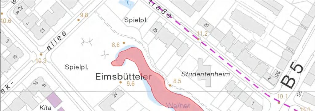 Eimsbüttel Bedeutung: Vor wenigen Jahren wies das Gewässer noch eine artenreiche Libellenfauna mit einem großen Bestand der Kleine Pechlibelle Ischnura pumilio auf.