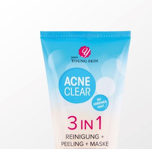 DAS 3 in1 REINIGUNG + PEELING + MASKE ist speziell auf die porentiefe Reinigung unreiner Haut abgestimmt.