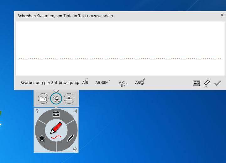 SMART Ink Dynamic Toolbar Schreiben Sie in die Box, um Tinte in