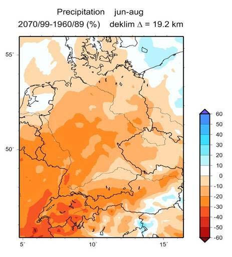 Niederschlag im Winter (Europa Ø +11%) bis 40% weniger Niederschlag