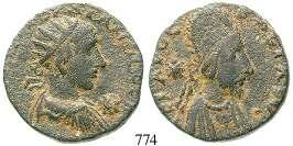 ; Sterne in den Feldern. BMC 109ff. attraktives Portrait. ss-vz 190,- 774 Gordianus III., 238-244 Bronze. 8,03 g.