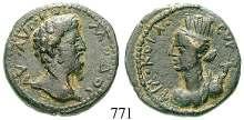 herrliches ausdrucksstarkes Portrait. schwarze Patina, ss+ 200,- JUDAEA, CAESAREA MARITIMA 765 Domitianus, 81-96 Bronze 92. Kopf r.