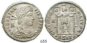 vz-st 130,- 654 Bronze 350, Siscia. 5,65 g. Drapierte und gepanzerte Büste r. mit Diadem; A im l., Stern im r.