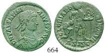 Prägeschwäche, vz 140,- 657 Magnentius, 350-353 Follis 350-353, Lyon, AE. 5,01 g. Drapierte und gepanzerte Büste r.