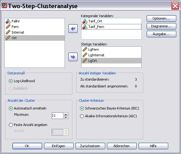 2i 20 Clusteranalyse Abb. 20.14. Dialogbox Two-Step-Clusteranalyse Wahlmöglichkeiten.