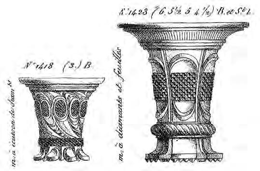 1423, Vases à Jasmins, Vase m. à diamants et feuilles Baccarat und St.