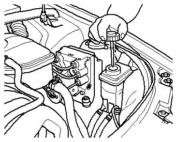 Ölstand der Servolenkung prüfen Seite 1 von 1 Ölstand der Servolenkung prüfen Motor nicht laufen lassen und Vorderräder in Geradeausstellung bringen.