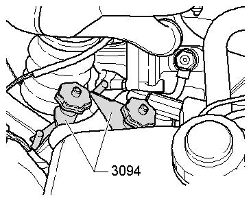 Seite 5 von 9 Saug- und Rücklaufleitung mit Schlauchklemmen -3094- abklemmen. Stellen Sie eine Wanne zum Auffangen des Hydrauliköls unter.