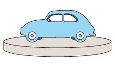 Ein Auto steht auf einem Sockel mit kreisförmiger Grundfläche. Welchen Umfang hat der Sockel ungefähr? Führen Sie eine Überschlagsrechnung für folgende Aufgaben durch.