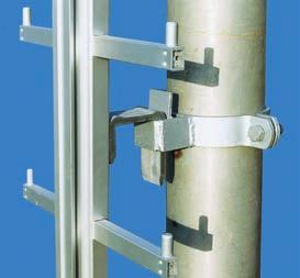 wirkendes Fallschutzsystem Verwendung Für Mast (Aufsatzmaste, Flutlichtmaste etc.) Leiter mit Einhängebügel und Schelle Ausführung Alumium uneloxiert oder farb - los eloxiert, E6 C-0 DIN 17 611.
