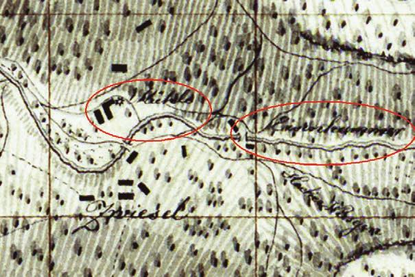 Es lag nach der Karte von 1825 [31] unterhalb der Zwieselmühle ungefähr in Höhe des heutigen Zuganges zum Forellensteig (Diesen Hinweis erhielten wir von dem Heimatfreund Christian Trachbrodt aus