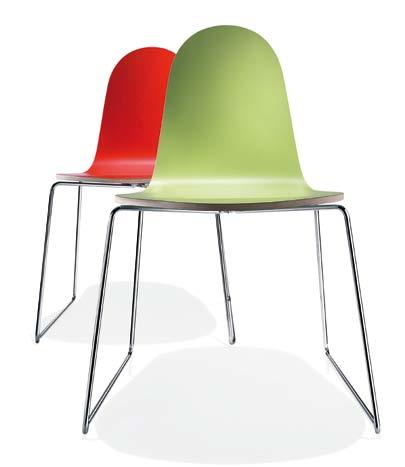 Caramella/10 Caramella/b Struttura: sedia impilabile in acciaio cromato Ø10 mm. Scocca: multistrato curvato a spessore variabile impiallacciato in laminato.