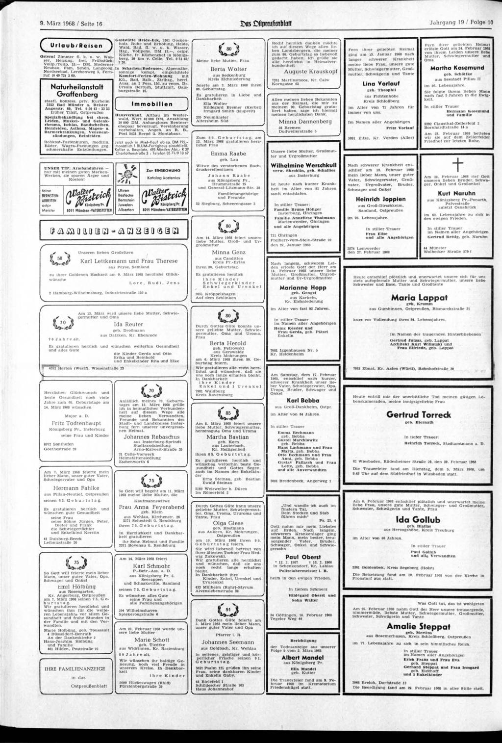 9 März 1968 Seite 16 Das flprfufxnblaff Jahrgang 19 Folge 10 G rlaub