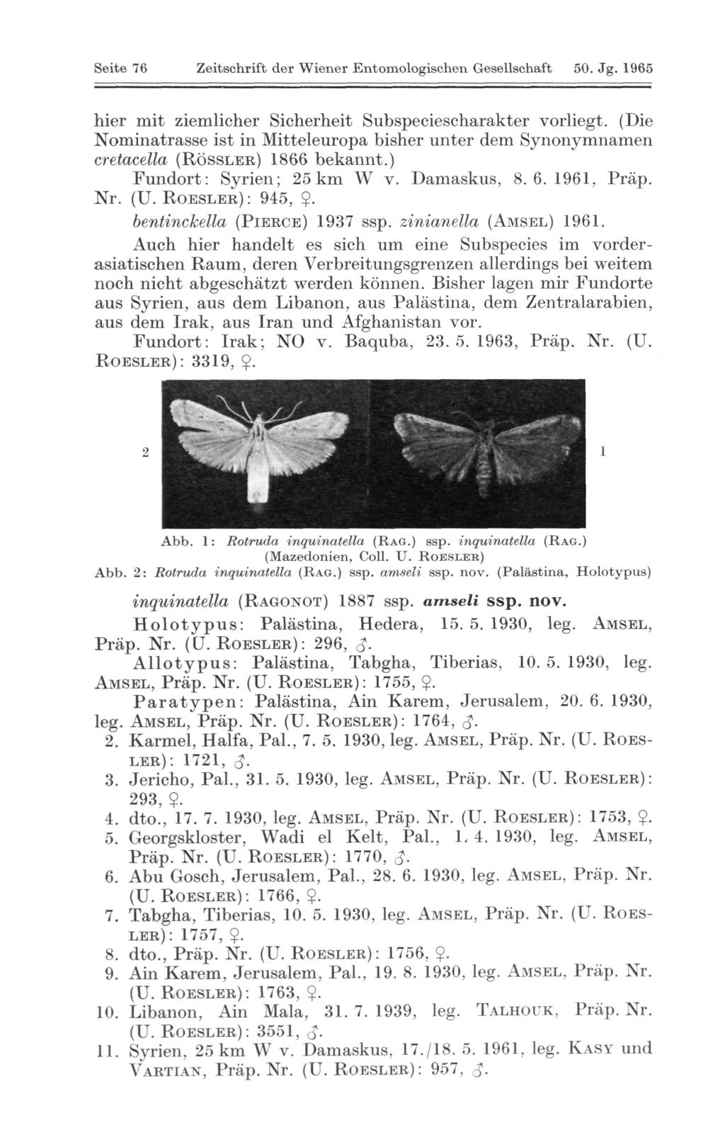 Arbeitsgemeinschaft Österreichischer Entomologen, Wien, download unter www.biologiezentrum.at Seite 76 Zeitschrift der Wiener Entomologischen Gesellschaft 50. Jg.