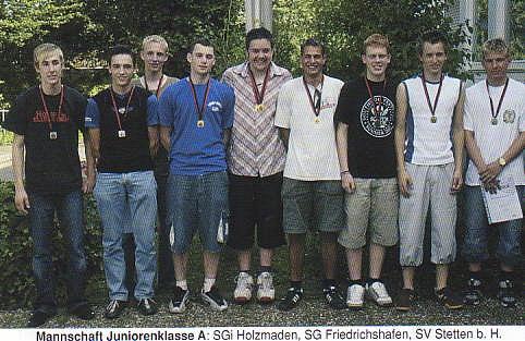 Luftgewehr Junioren B: 9. Platz Christian Henle 381 Ringe Kleinkaliber 3 x 20 Schuss Juniorenklasse: Stetten 1653 Ringe 6.